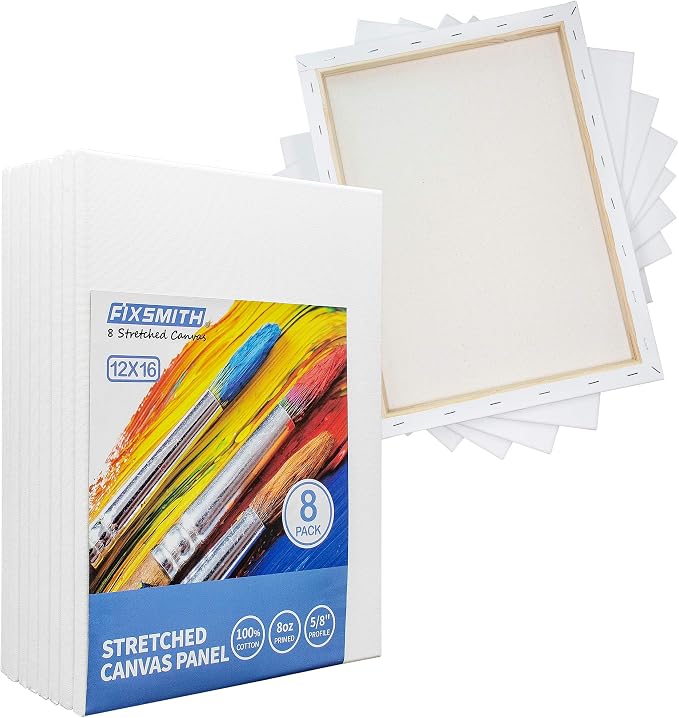 Stretched White Blank Canvas - 12 x 16 Inch, Bulk Pack of 8, Primed, 100% Cotton, 5/8 Inch Profile of Super Value Pack for Acrylics,Oils & Other Painting Media. - Image 5