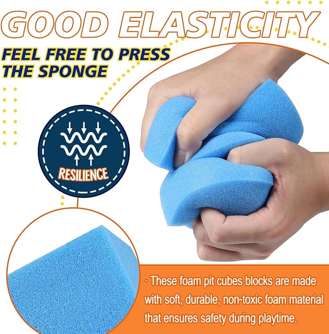 Foam Pit Blocks Foam Padding Sponge Pit Cubes Sponge Blocks for Amusement Park Gymnastics Freerunning and Parkour Courses - 36PCS 5" x 5" x 5" (Dark Blue) - Image 4