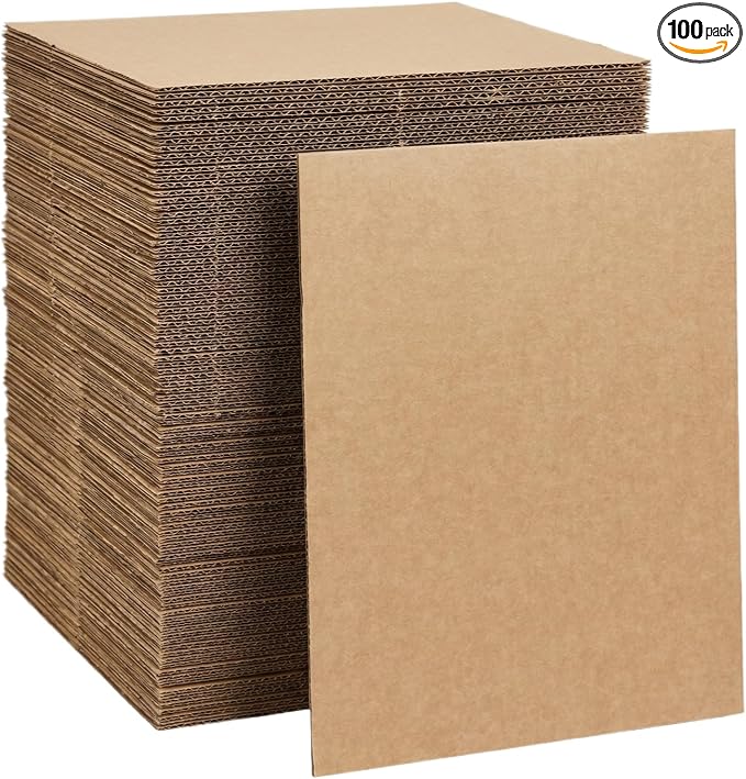 Flat Cardboard Sheets for Crafts - 8.5x11 Inch Bulk Corrugated Cardboard Sheets & 3 mm Thick Chipboard for Mailer Inserts & Dividers - Craft Board & Backing Board for DIY Crafts,100 pack by CABPLROI