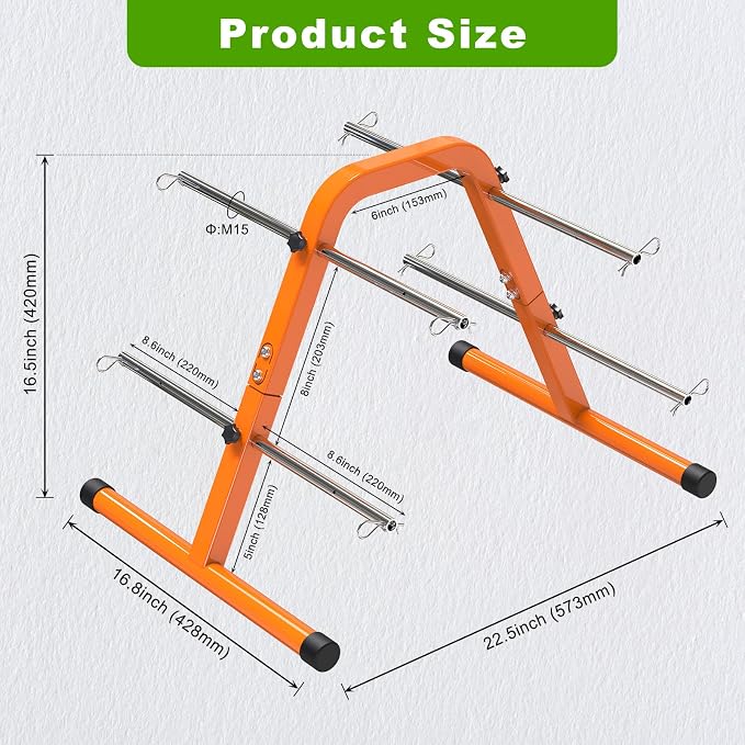 SELEWARE Portable Wire Spool Caddy – Heavy-Duty Steel Cable Dispenser with 4 Adjustable Rods for Effortless Spool Storage & Dispensing (Orange) - Image 6