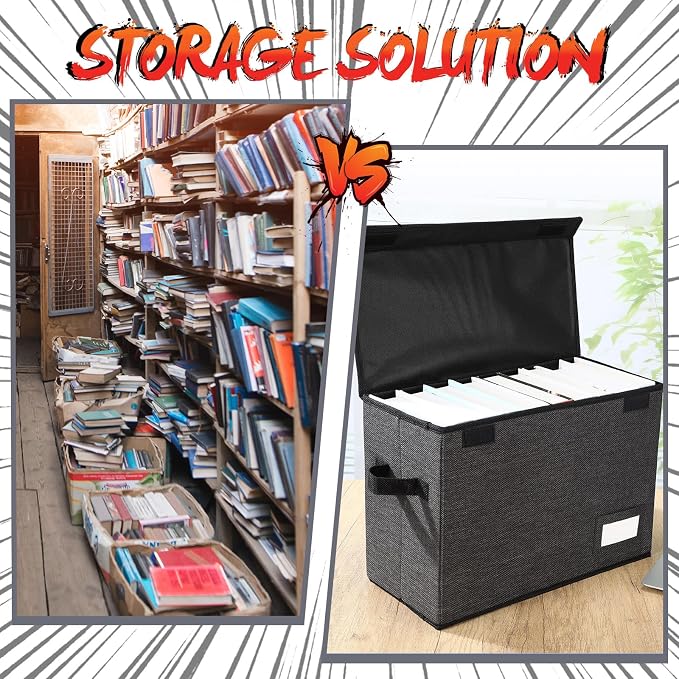 Chuangdi 6 Pcs Comic Book Storage Boxes,Charcoal Gray | Back to School Collapsible Comic Short Box Case with Lid, 15.8 x 7.9 x 11.4 Inch Book Bin Container Holds 150 Comics - Image 6