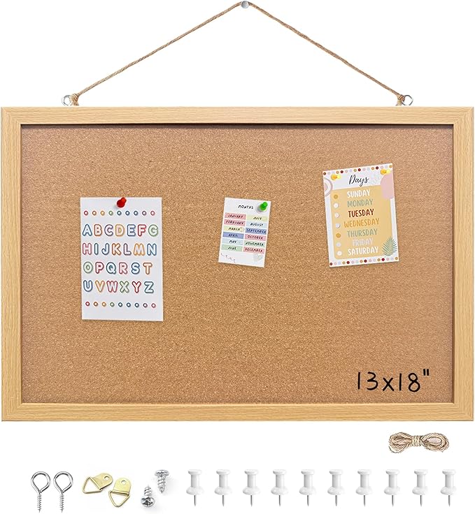 13.3"x17.8" Crude Wood Framed Hanging Cork Bulletin Board | Premium quality. This large bulletin board serves as reliable corkboards for wall display. by Buyitnow