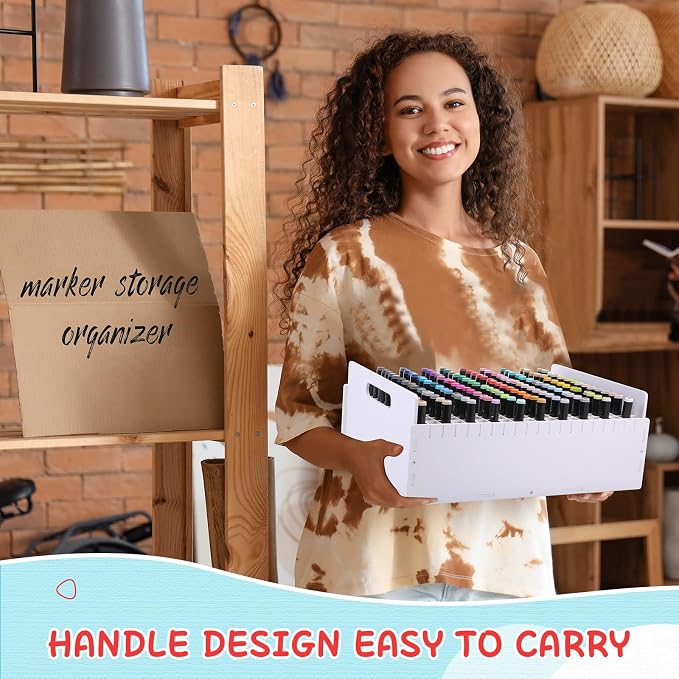 Marker Pen Organizer Holder, Art Marker Storage Rack for Colored Pens Pencils Brushes Adjustable Craft Art Supply Storage for Desk Organizer (300 Slots) - Image 6