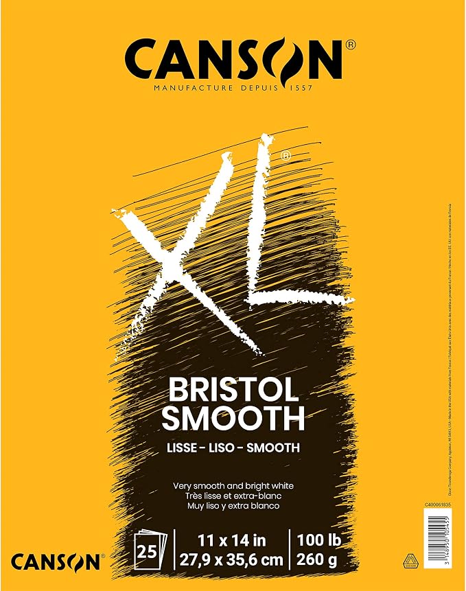 Canson XL Series Bristol Paper, Smooth, Foldover Pad, 11x14 inches, 25 Sheets (100lb/260g) - Artist Paper for Adults and Students - Markers, Pen and Ink by Unknown