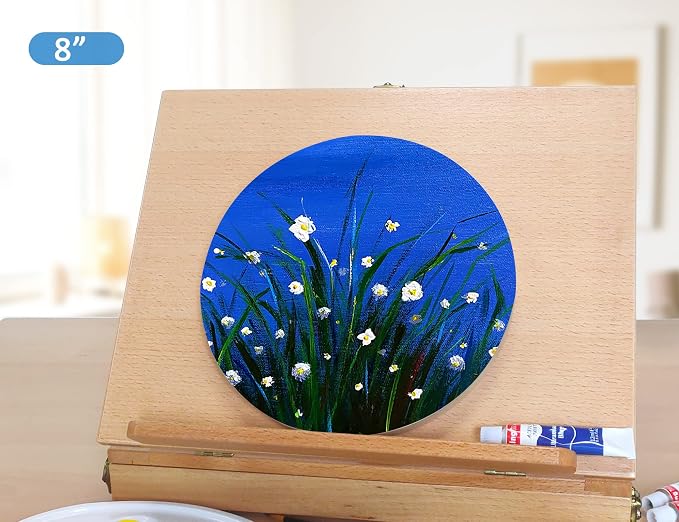 4 Pack 8'' &12'' Unfinished Round Birch Wood Panels | Studio 3/4’’ Deep Wood Canvas, Cradle Boards for Painting, Pouring, Burning, Crafts, Epoxy Resin, Laser Engraving Cutting - Image 7