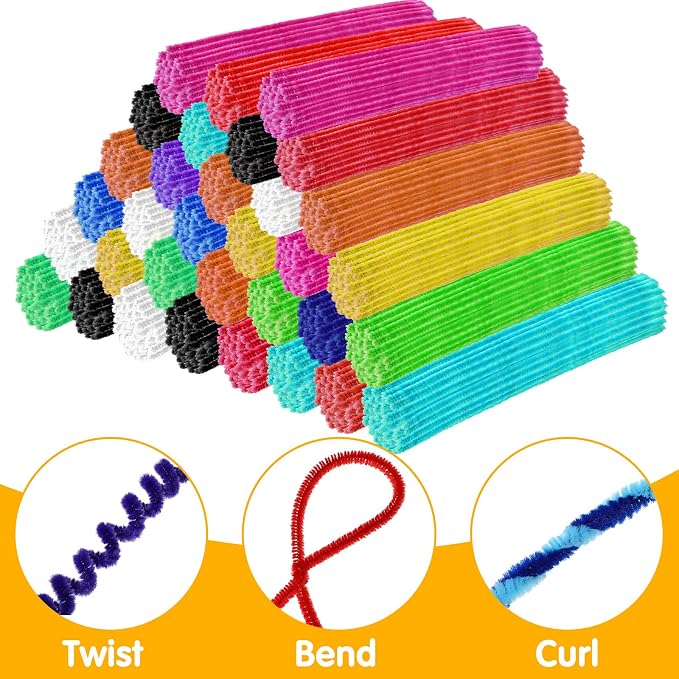 Leitee 2500 Pcs Pipe Cleaners Craft Supplies Googly Eyes Kit Creative Crafts and Arts 2000 Chenille Stems 500 Wiggle Eyes DIY Crafting(Mixed Colors) - Image 4