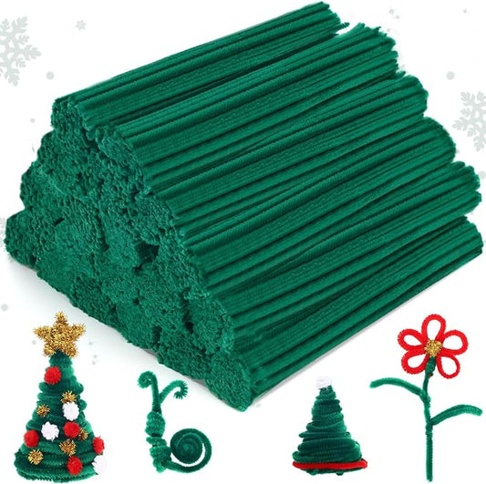 Yunsailing 3000 Pcs Green Pipe Cleaners Bulk Craft Supplies, 6 mm x 12 Inch Christmas Chenille Stems for DIY Arts Holiday Ornaments Wreaths Flowers Xmas Home Decorations by Yunsailing