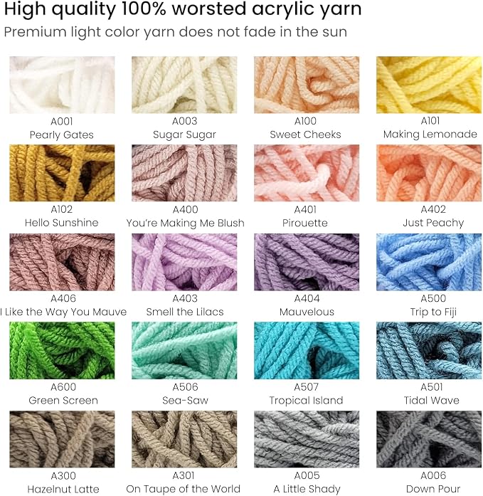 ARTEZA Acrylic Yarn for Crocheting, 20 Mini-Skeins of Worsted Yarn for Knitting in Light Colors, Knitting & Crochet Supplies - Image 2