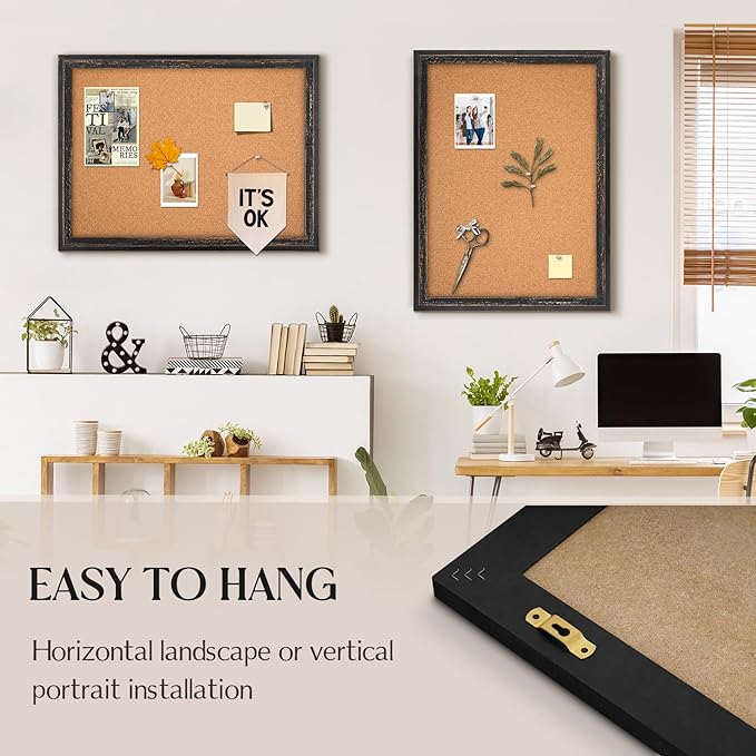 Large Cork Board Bulletin Board, 48"x36" Corkboard for Wall | Rustic Black Wooden Frame, Decorative Pin Board, Message Board, Notice Board, Vision Board for Home, Office, Kitchen - Image 6