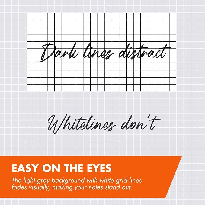ROARING SPRING Whitelines Spiral Graph Ruled Notebook, Digitally Download Your Notes with FREE App, Premium Gray Paper, 11" x 8.5" 70 Sheets - Image 2