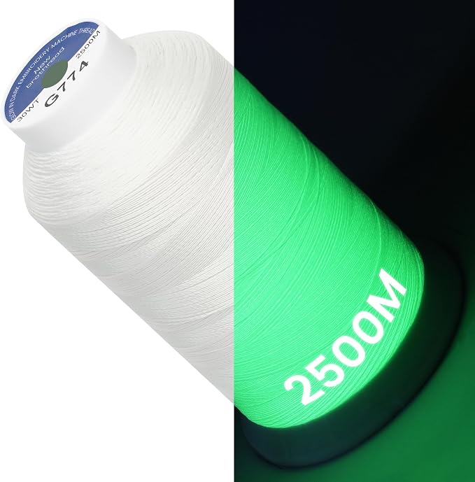 New brothread Single Huge Spool Glow in The Dark Embroidery Thread -G774 | Luminary Embroidery Machine Thread, 30WT, 2500M(2735Y) Each Spool, for Embroidery, Quilting, Sewing by Newbrothread