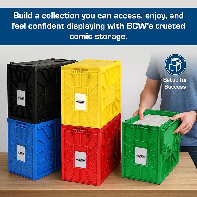 BCW Short Comic Book Bin | Holds 150 Comics | Stackable Plastic Storage | Acid-Free Organizer | Blue, 5 Pack - Image 6