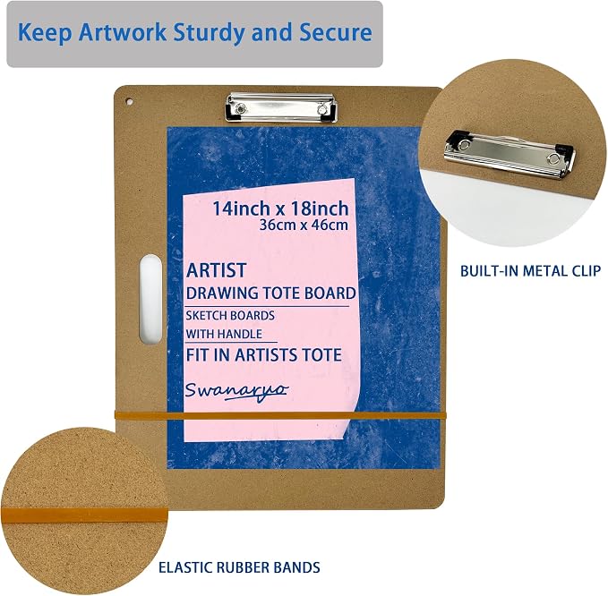 2Pcs 14" x 18" Drawing Board, Artist Sketch Boards with Handle for Drafting Art, Portable Wooden Clipboard for Class or Studio Fit in Artists Tote - Image 3