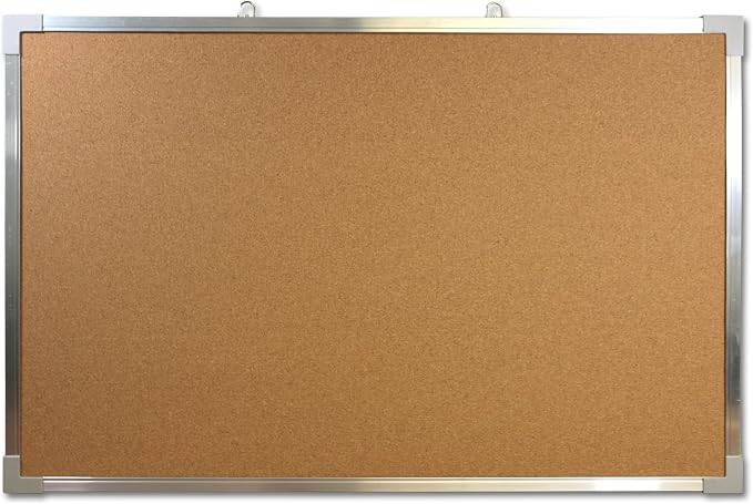 Flipside Products 36" x 48" (3' x 4') Large Cork Bulletin Board, Silver Aluminum Framed, Message and Vision Board, Memo Pin, Hanging Wall Mounted by FlipsideProducts