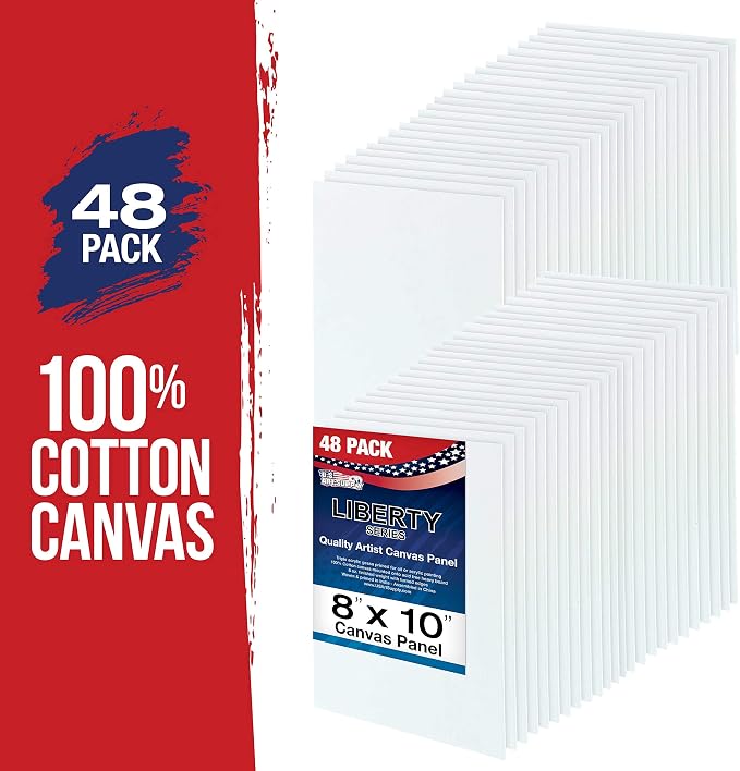 U.S. Art Supply 8 X 10 Inch Art Canvas Board Panels 48 Pack - 8 Ounce Heavyweight Cotton Acid Free Canvases for Painting Acrylics and Watercolor (1 Case of 48 Single Canvas Painting Panels) - Image 2