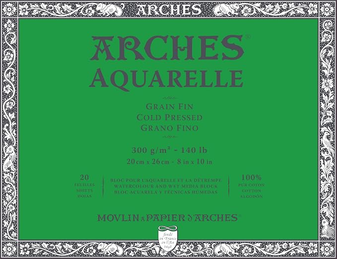 Arches Watercolor Paper Block, Cold Press, 8" x 10", 140 pound by ARCHES