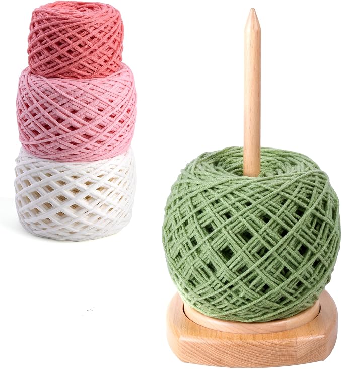 Caydo Wooden Yarn Holder for Knitting and Crocheting, Yarn Spinner Holder | Easy Install and Operate Yarn Spinner with Yarn Storage, Perfect Crochet Gift for Craft Enthusiasts - Large by Caydo