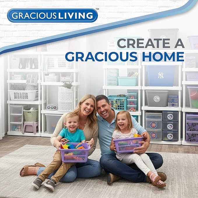 Gracious Living 4 Shelf Fixed Height Solid Light Duty Storage Unit 12 x 24 x 48" Organizer System for Home, Garage, Basement, & Laundry, White