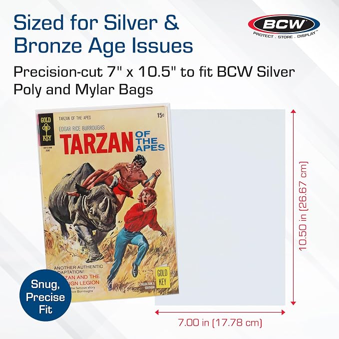 BCW Silver Comic Book Backing Boards 7" x 10.5" – 500 Pack | Certified Acid-Free | Comic Book Boards for Fabric Storage & Silver Age Comic - Image 3