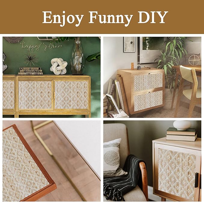 16.5” x3.3FT Natural Rattan Cane Webbing, Woven Mesh Cane Net Roll for DIY Caning Furniture Decor Projects: Chair, Cabinet, Ceiling and Door (+) - Image 3