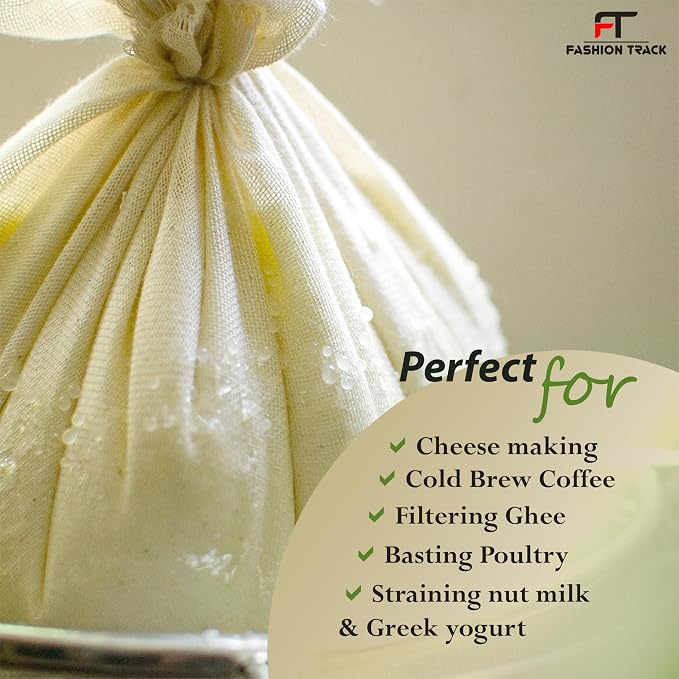 FT Cheesecloth Cotton Muslin Fabric 36" Straining Cloth (1 Yard, Natural) | Reusable Hemmed Grade 90 Unbleached Cotton Cheesecloth for Straining, Cold Brew Coffee, Cooking, Filtering & Kitchen Use - Image 9