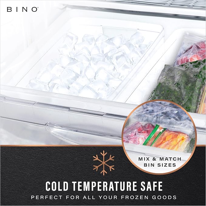 BINO Plastic Storage Containers, Small - 4 Pack THE LUCID COLLECTION, Multi-Use Organizer Bins Built-In Handles BPA-Free Clear, Fridge, Pantry & Home Organization - Image 6