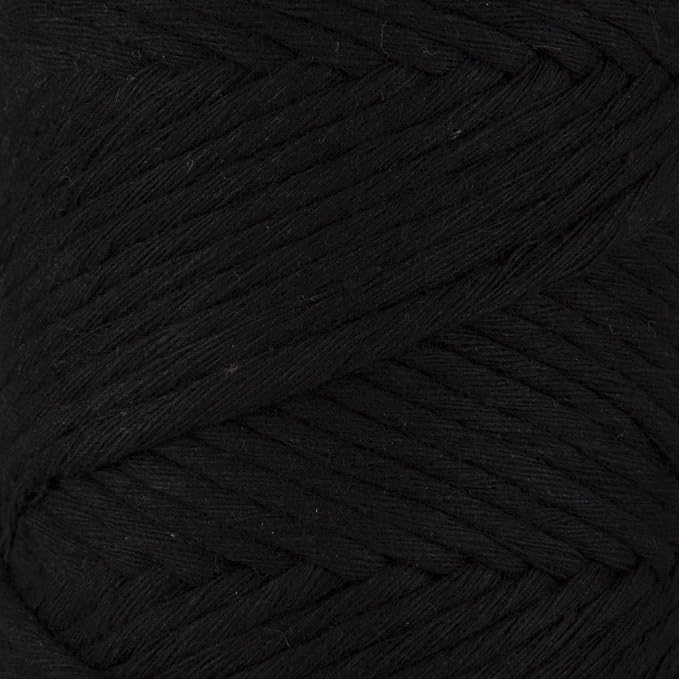 S Sensy 3mm Twisted - Vegan Recycled Cotton Macrame Cord, Black, 109 Yards - Image 2