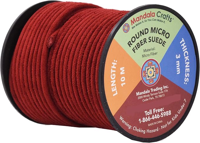 Mandala Crafts 3mm Round Maroon Faux Suede Vegan Leather, Jewelry Making | 11 Yards Durable Leather Strings for Bracelets, Necklaces, Braiding, Dream Catchers, Chokers, Pendants & Lacing - Image 2