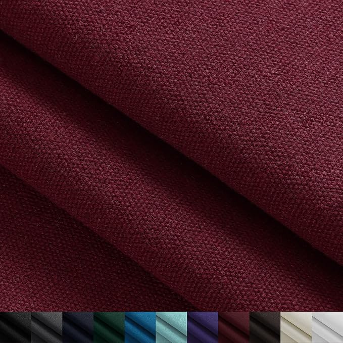 12oz Heavy Duty Canvas Fabric, 59" W Natural Cotton Duck Cloth 1 Yard | by The Yard, Durable, Thick & Heavy Sewing Material, for Arts & Crafts, Bags, Covers, Painting, Home Decor, Wine Red by Foreate