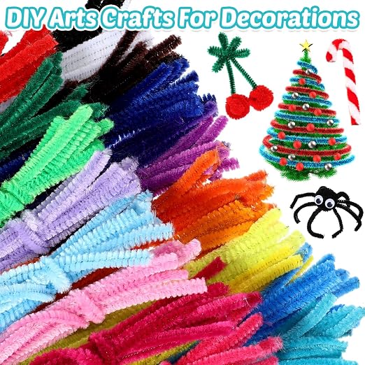 Libima 3800 Pcs Pipe Cleaners Bulk 20 Colors Chenille Stems Craft Supplies 12" Long Fuzzy Sticks 6 mm Teacher Welcome Back Gifts DIY Flower Kits for Art Bouquet Creative Activity Decor (Multicolor) - Image 6
