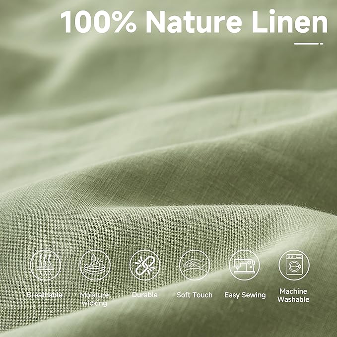 Simple&Opulence 100% Nature Pure Linen Fabric 78 Inch by The Yard, Plain Solid Color Linen Fabric for Sewing, Embroidery, Needlework, Bag, Tablecloths, Garments Craft Accessories(Sage Green) - Image 2