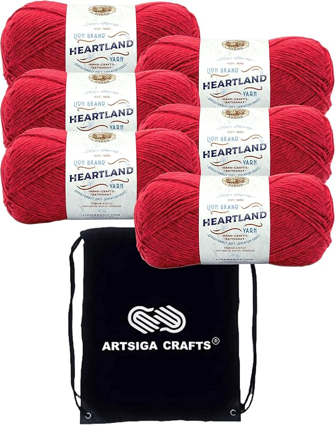 Lion Brand Yarn Heartland 136-113 Redwood | 6 Skeins, Same Dye Lot, Project Bag, CYC #4 Worsted, 100% Acrylic, Ideal for Crochet, Knitting Scarves, Blankets by LionBrandYarn