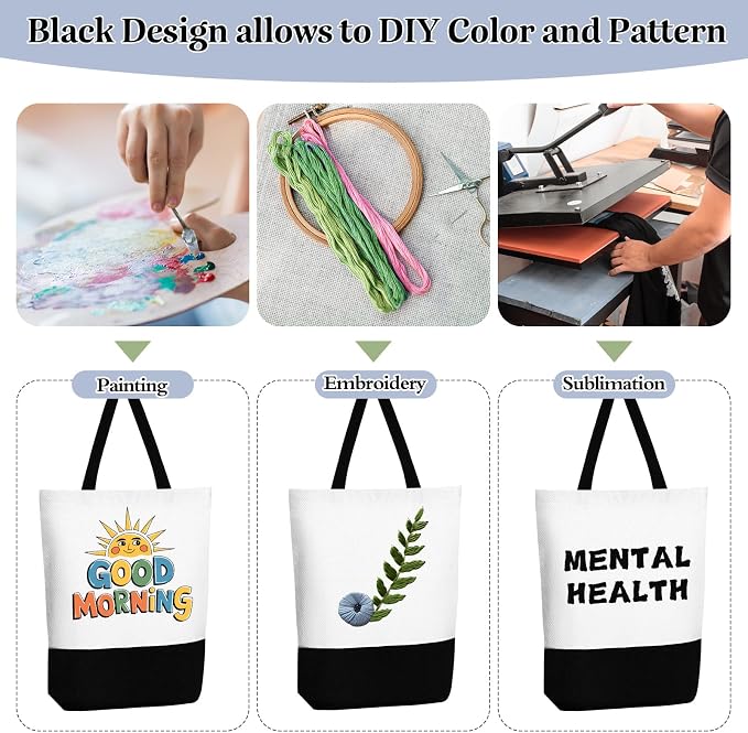 Sieral 50 Pieces Large Canvas Tote Bags Reusable Sublimation Blank Plain Bags Bulk with Zipper for DIY Crafts Shopping Women Teacher(Vertical Large Bag) - Image 4