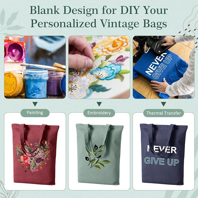 Dansydaisy 24 Pack Blank Tote Bags Bulk and Makeup Pouches 13 x 15 Inch Cotton Reusable Grocery Shopping Cloth Bags with Handles Pencil Cases with Zipper for DIY, Travel, Birthday Gift - Image 6