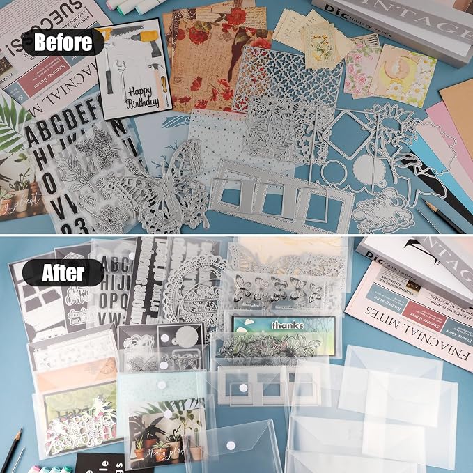 BAOFALI 70 Pcs/Set 7x9.4inch Clear Stamp and Die Storage Pockets, Stamp Storage Bags, Plastic Envelopes, DIY Scrapbooking Storage Die Cuts for Stencil Storage Card Making Cutting Dies - Image 4