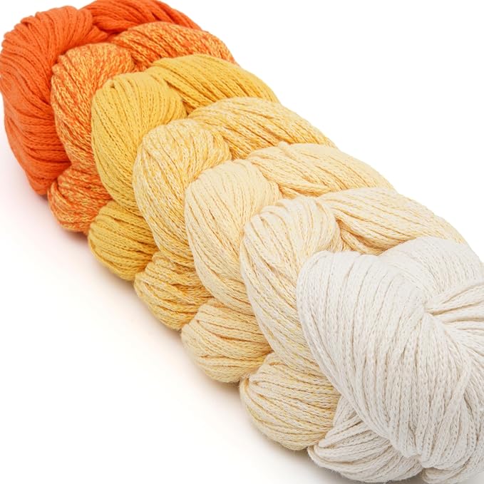7 Colored Gradient Braided Cotton Macrame Cord, 2.5mm x 273 yds x 4 Balls Variegated Artisan Macrame Yarn, Rainbow Craft Cord, Multicolor Macrame Rope for Crocheting and Knitting (N1, 4 Balls) - Image 2