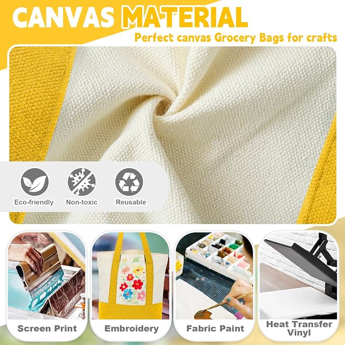 Amylove Mini Canvas Tote Bag with Pockets Duty Canvas Sublimation Blank Small Bag Mini Reusable Tote for Crafts DIY - Image 5