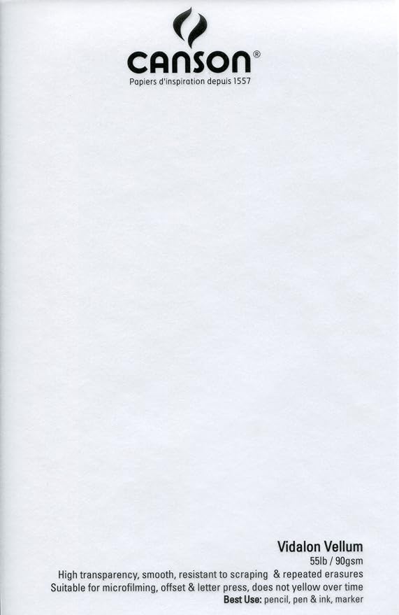 Canson Artist Series Vellum Paper, 9x12 inches, 50 Sheets (55lb/90g) | Foldover Pad, Artist Paper for Adults and Students - Image 2