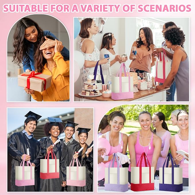 Sanwuta 6 Pcs Mini Canvas Tote Bags Bulk with Pocket Small Sublimation Blank Canvas Tote Reusable Grocery Bag for Women, DIY Craft (Pastel) - Image 7