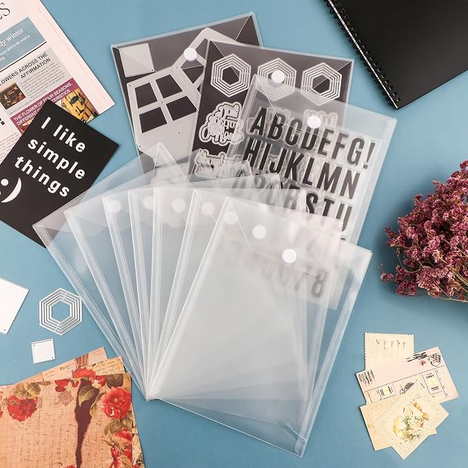 BAOFALI 70 Pcs/Set 7x9.4inch Clear Stamp and Die Storage Pockets, Stamp Storage Bags, Plastic Envelopes, DIY Scrapbooking Storage Die Cuts for Stencil Storage Card Making Cutting Dies - Image 5