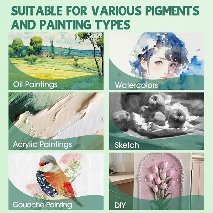 ESRICH Stretched Canvas for Painting 18x24 Inch, 5Pack Large Canvas for Painting, Primed Acid-Free Cotton Blank Canvases, Art Paint Canvases for Oil Paint,Watercolor,Acrylic Paint,Gouache and Tempera. - Image 5
