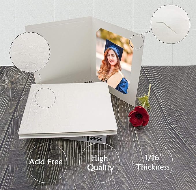 Golden State Art, Paper Photo Folders, for 6x8/8x10 Picture, 50 Pack, Ivory | Cardboard Picture Frame, Paper Frame Cards, Greetings/Invitation Special Events: Graduation, Christmas, Wedding - Image 3