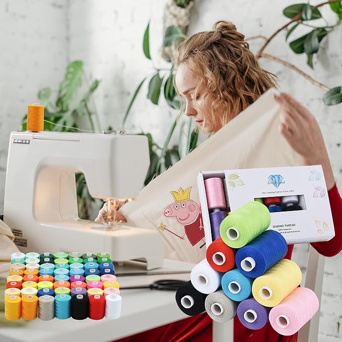 Simthread All Purpose Sewing Thread, 42 Spool Assorted 1000 Yards Polyester Threads for Sewing, Handy Polyester Sewing Threads for Sewing Machine - 42 Colors - Image 3