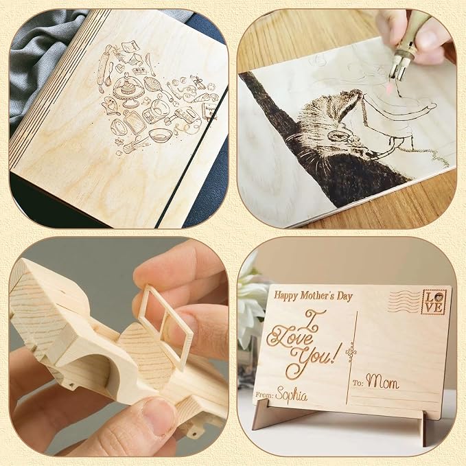 MIVIDE 40 Pack Basswood Sheets, 8"x12" Craft Plywood Sheets, 2mm Basswood for Laser Cutting, Plywood Board Unfinished Wood for Crafts DIY Ornaments and Models Engraving Drawing - Image 5