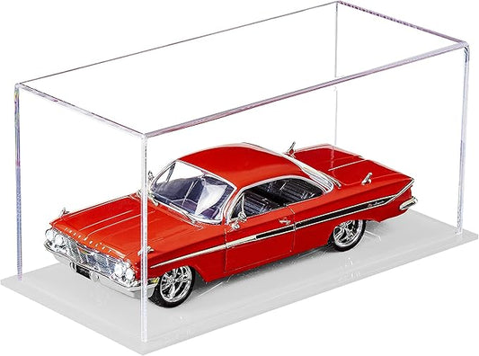 Better Display Cases Clear Acrylic 1:24 Model Car Display Case with White Base (V62/A115)