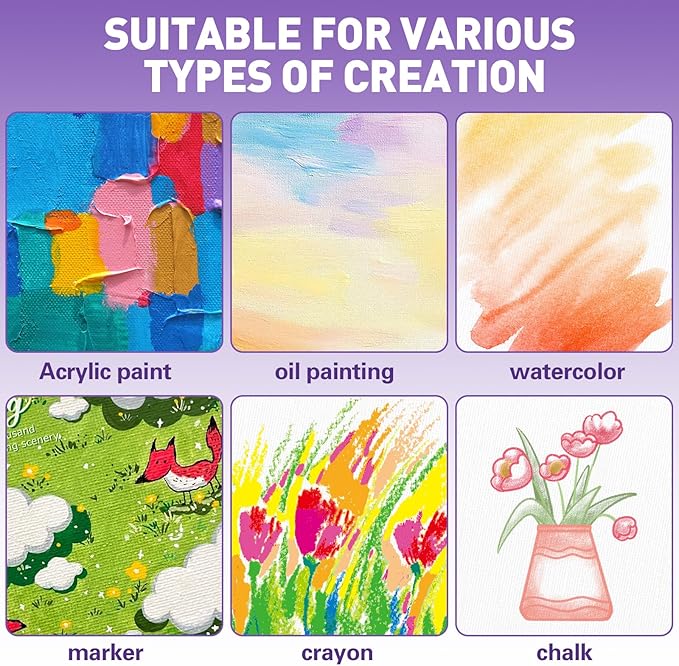 ESRICH 48 Pack Canvas for Painting 11x14, Canvas Boards for Painting Cotton Primed Acid Free Blank Canvas Panels for Oil Paint, Watercolor, Acrylic Paint, Gouache and Tempera. - Image 4