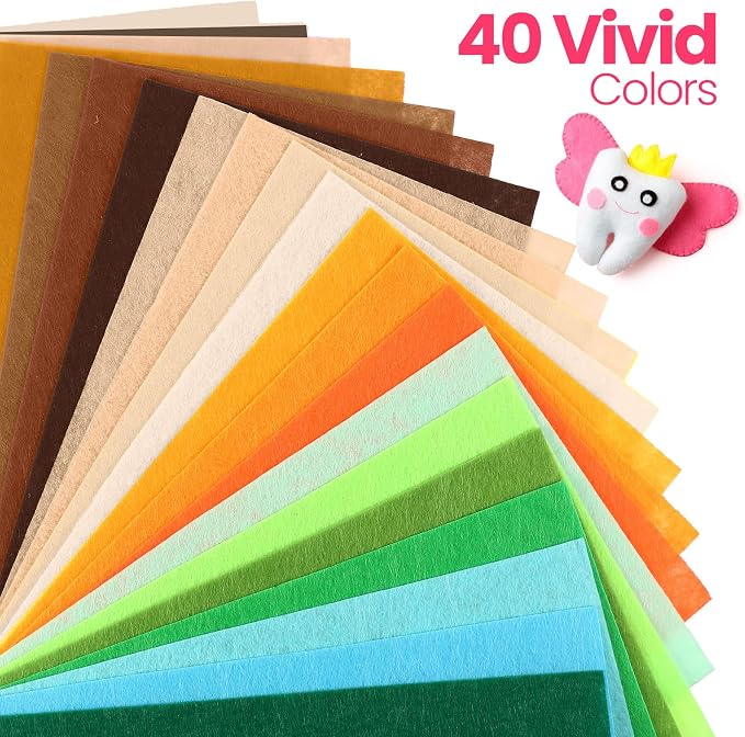 Reginary 120 Pcs 8 x 12 Inch & 8 x 35 Inch Felt Sheets Bulk for Craft 40 Assorted Color Felt Fabric Squares Stiff Paper for Back to School Fall Festival Holiday DIY Craft Sewing Patchwork (Brown) - Image 5