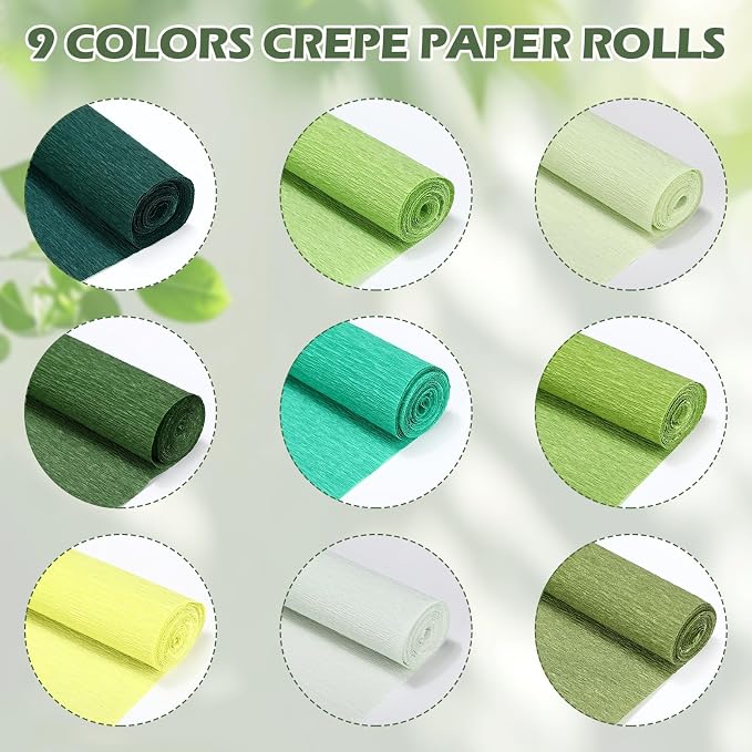 Kisston 18 Rolls Crepe Paper Roll 20 Inch 8 Feet Wide Crepe Paper Streamer 70g DIY Flower Wrapping Supplies for Birthday Party Wedding Festival Ornament(Green) - Image 4