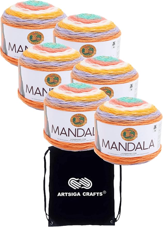 Lion Brand Yarn Mandala 525-205 Pixie | 3 Skeins, Same Dye Lot, Project Bag, CYC #3 DK-Light Worsted, 100% Acrylic, Ideal for Crochet, Knitting Baby Blankets by LionBrandYarn