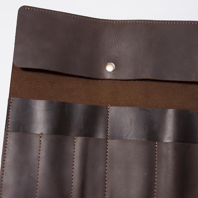 Handmade Artist Pencil Case, Leather Artist Roll, Pencil Roll Case, Leather Pencil Case, Artist Gifts (Brown) - Image 9